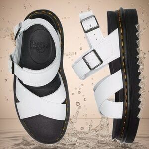 🆕💞Dr. Martens Voss II Hdyro Leather Platform Strappy Sandal • White • 37EU / 6US